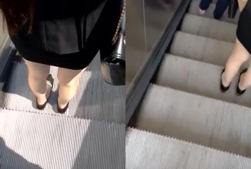 勁道太猛，被黑色套裝OL發現