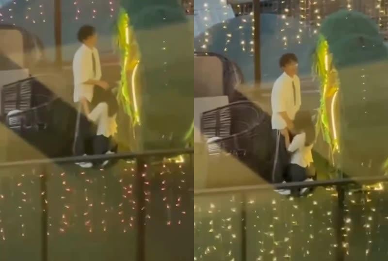 吃東莞常平百花時代廣場網紅天台，小情侶這麼快就忍耐不住了嗎？在天台做這種事.