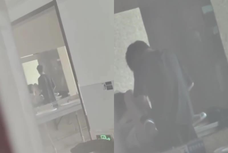 高校在校生情侶廁所門口直接來