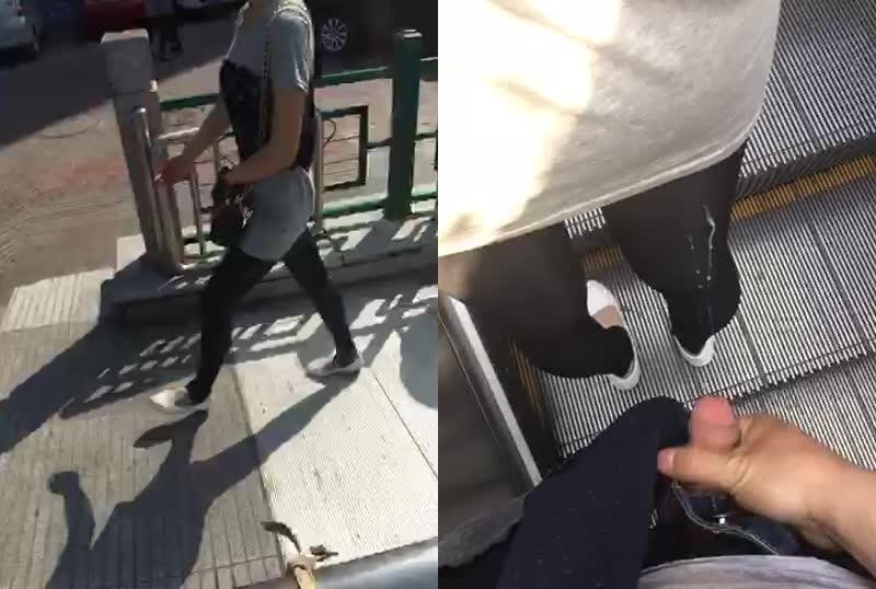 噴太猛，被黑絲美女發現